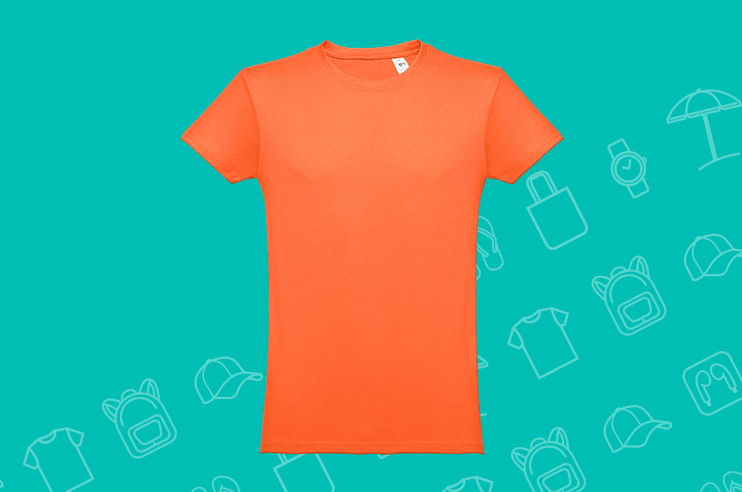 T-shirt para homem em formato tubular em algodão cor de laranja